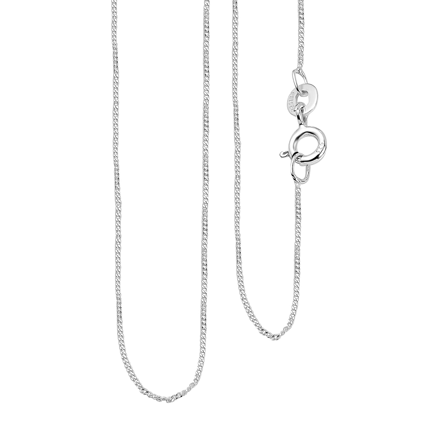 Curb Chain (Size - 18) in Sterling Silver With Spring Ring Clasp 7019540 0