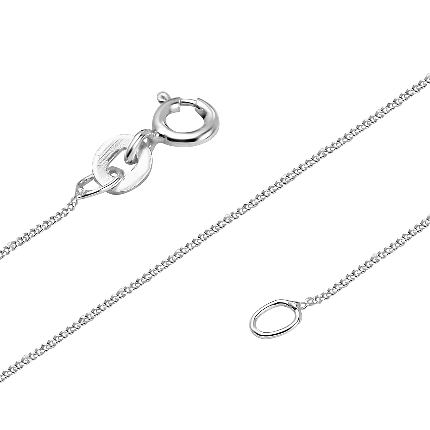 Curb Chain (Size - 18) in Sterling Silver With Spring Ring Clasp 7019540 1