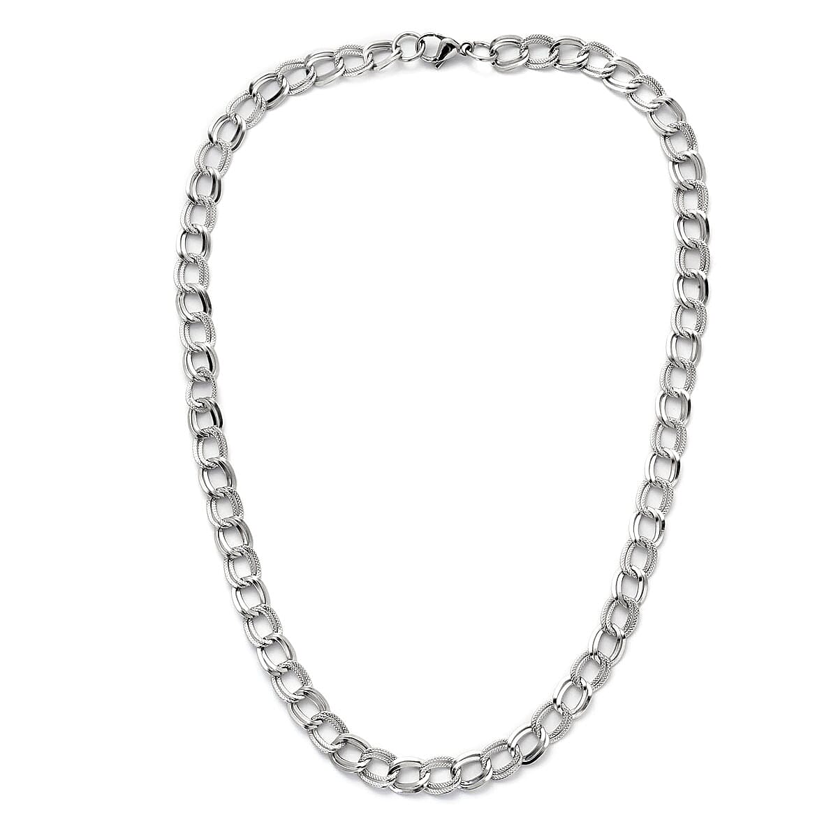 Curb Link Necklace With Lobster Clasp (Size 20) in Silver Tone 1945077 2
