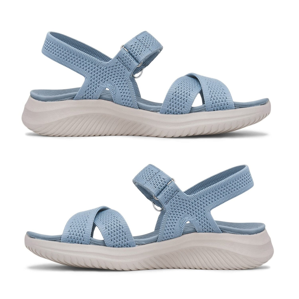 Cushion Walk Steph Lifestyle Collection Classic Stretch Knit Crossover Strap Sandals With Touch And Close Strap And Extra Padding (Size 4) - Blue V32651016 3
