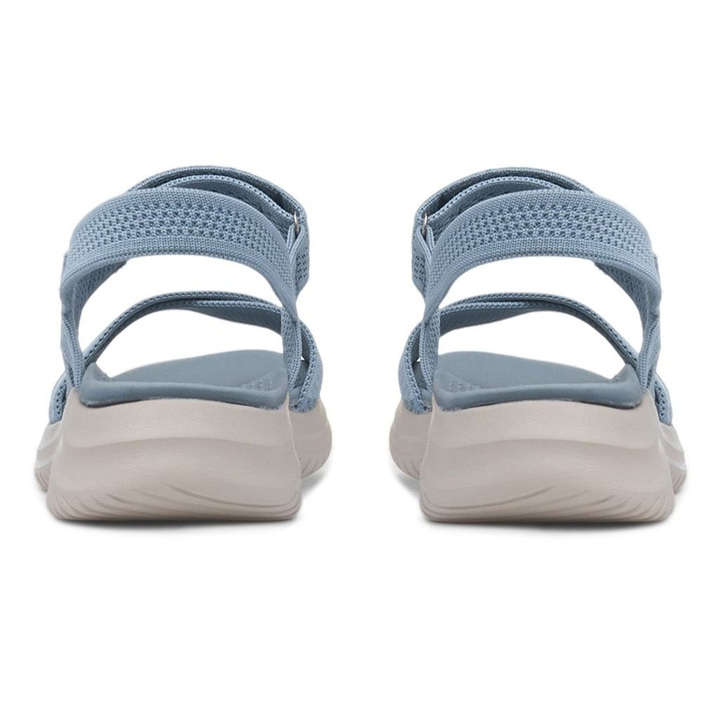 Cushion Walk Steph Lifestyle Collection Classic Stretch Knit Crossover Strap Sandals With Touch And Close Strap And Extra Padding (Size 4) - Blue