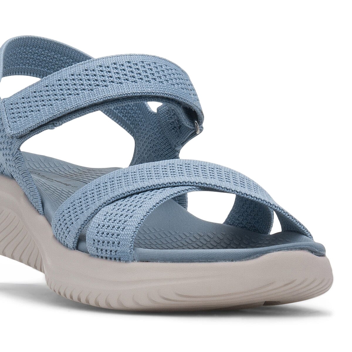 Cushion Walk Steph Lifestyle Collection Classic Stretch Knit Crossover Strap Sandals With Touch And Close Strap And Extra Padding (Size 4) - Blue V32651016 6