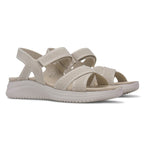 Cushion Walk Steph Lifestyle Collection Classic Stretch Knit Crossover Strap Sandals With Touch And Close Strap And Extra Padding (Size 5) - Beige
