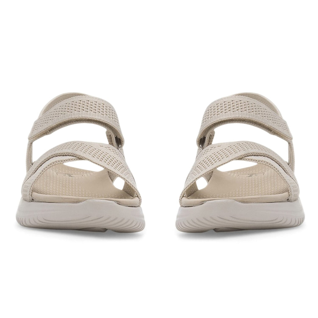 Cushion Walk Steph Lifestyle Collection Classic Stretch Knit Crossover Strap Sandals With Touch And Close Strap And Extra Padding (Size 5) - Beige