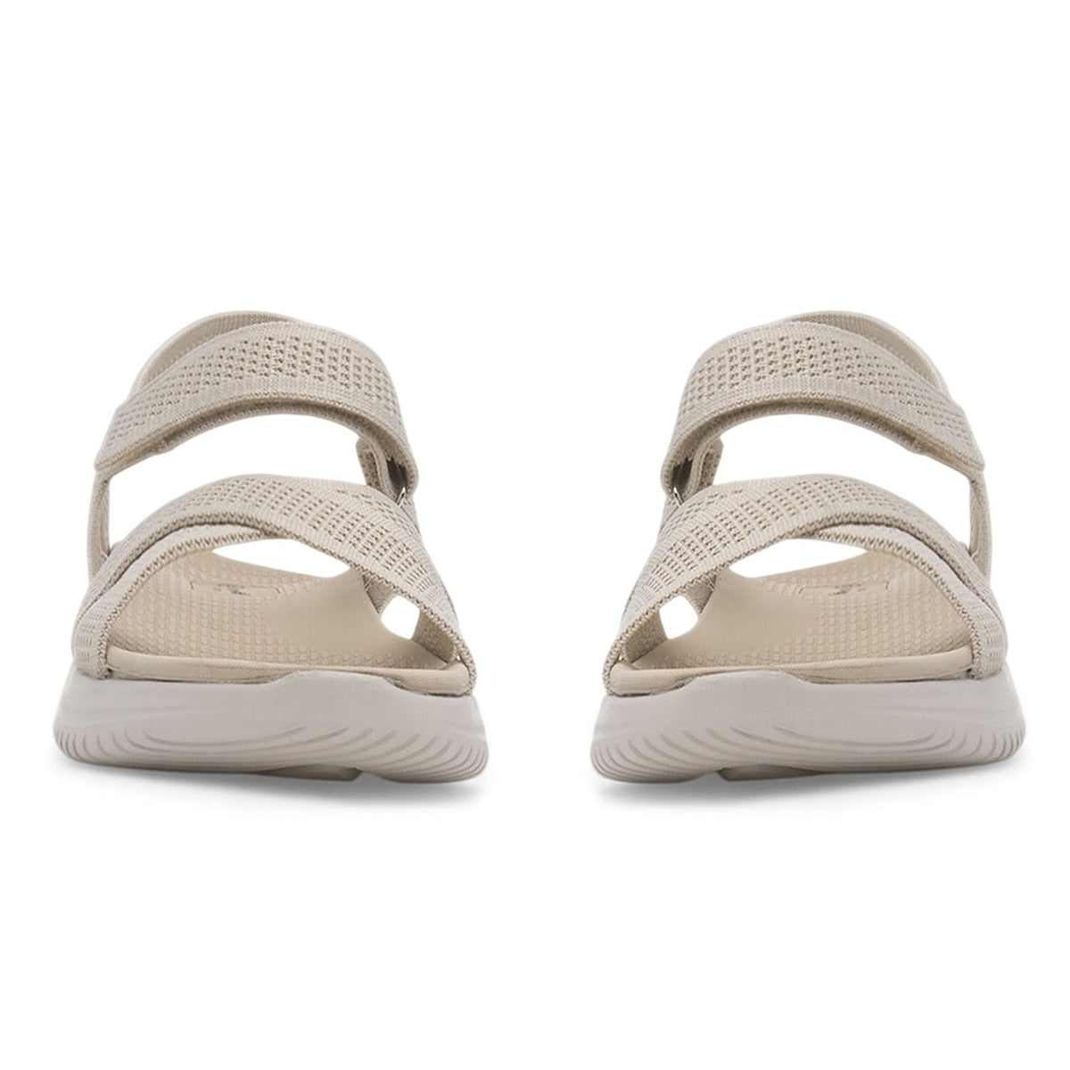 Cushion Walk Steph Lifestyle Collection Classic Stretch Knit Crossover Strap Sandals With Touch And Close Strap And Extra Padding (Size 5) - Beige V32651007 3