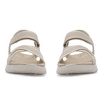 Cushion Walk Steph Lifestyle Collection Classic Stretch Knit Crossover Strap Sandals With Touch And Close Strap And Extra Padding (Size 5) - Beige