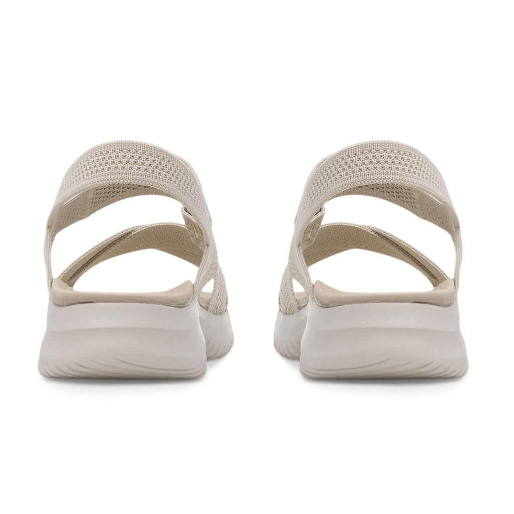Cushion Walk Steph Lifestyle Collection Classic Stretch Knit Crossover Strap Sandals With Touch And Close Strap And Extra Padding (Size 5) - Beige
