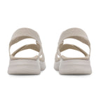Cushion Walk Steph Lifestyle Collection Classic Stretch Knit Crossover Strap Sandals With Touch And Close Strap And Extra Padding (Size 5) - Beige