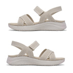 Cushion Walk Steph Lifestyle Collection Classic Stretch Knit Crossover Strap Sandals With Touch And Close Strap And Extra Padding (Size 5) - Beige
