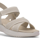 Cushion Walk Steph Lifestyle Collection Classic Stretch Knit Crossover Strap Sandals With Touch And Close Strap And Extra Padding (Size 5) - Beige
