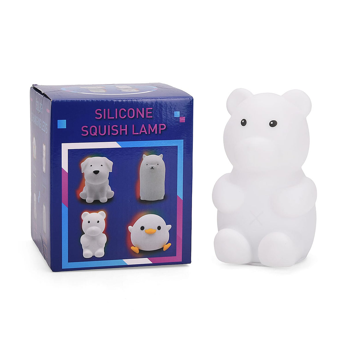 Cute Bear Silicone Colour-Changing Rechargeable Night Light - White 8083872 0