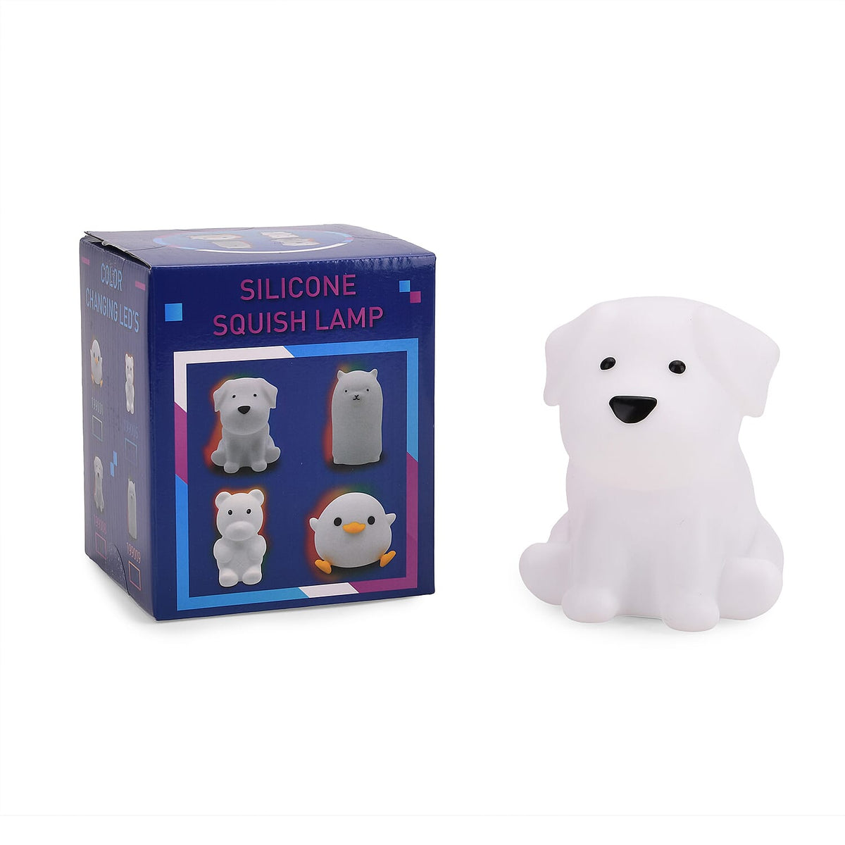 Cute Dog Silicone Colour-Changing Rechargeable Night Light - White 8083898 0