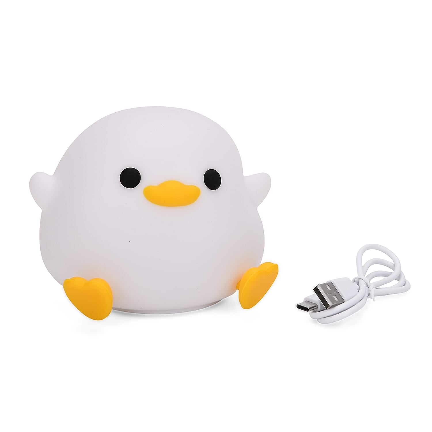 Cute Duck Silicone Colour-Changing Rechargeable Night Light - Yellow and White 8083863 0