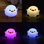Cute Duck Silicone Color-Changing Rechargeable Night Light - Yellow & White
