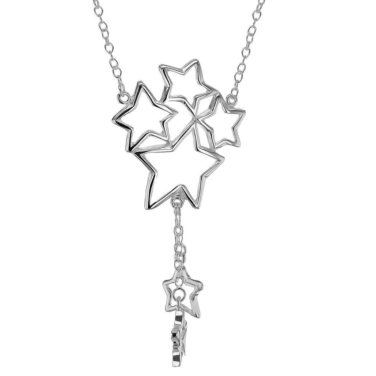 Sterling Silver Cutout Star Cluster Drop Necklace 16 Inch 7316410 0