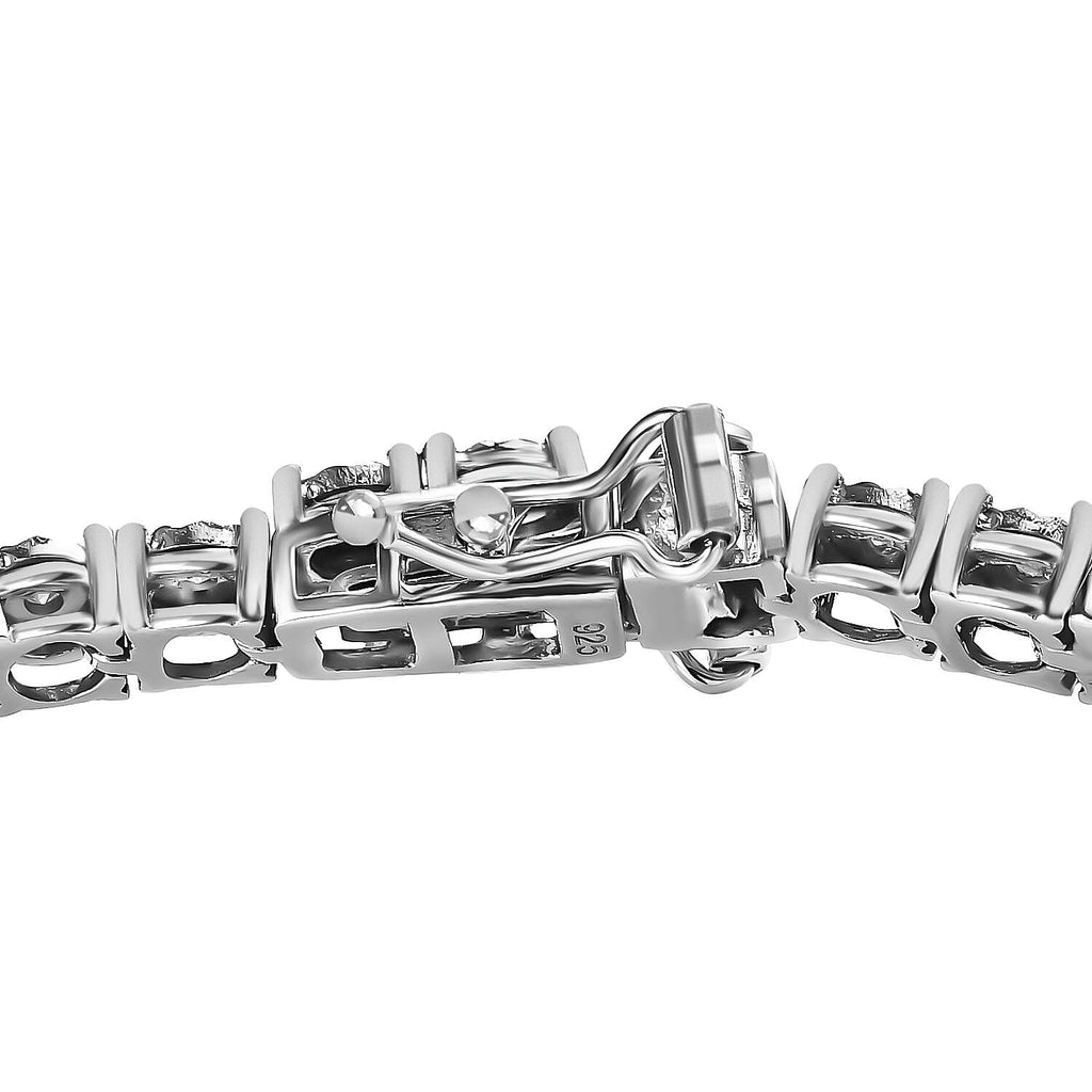 3 Piece Set - Diamond Tennis Bracelet (Size 8), Earrings and Pendant in Platinum Overlay Sterling Silver, Silver Wt. 14.78 Gms