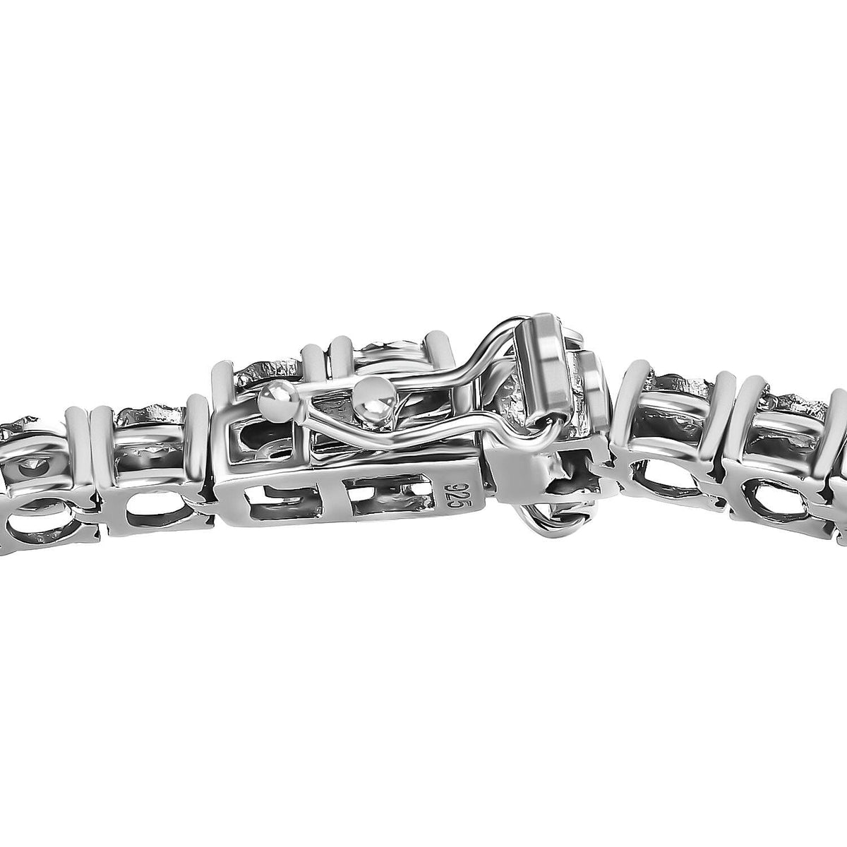 3 Piece Set - Diamond (0.250ct) Box Bracelet (Size 6.5), Earrings and Pendant in Platinum Overlay Sterling Silver V32517630 6