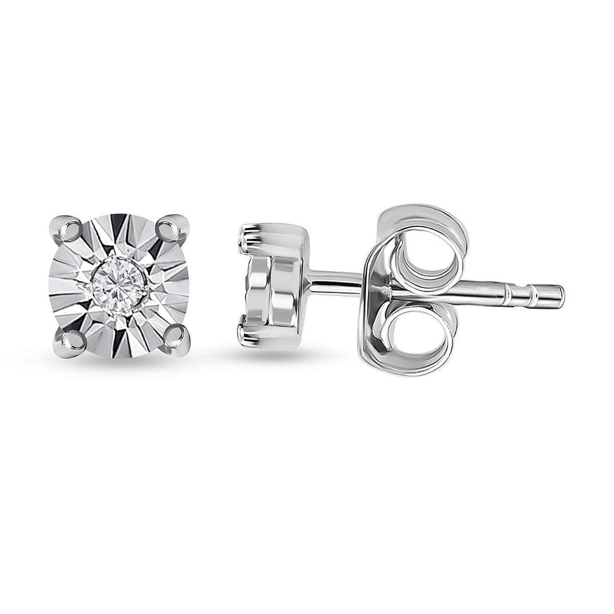 3 Piece Set - Diamond (0.250ct) Box Bracelet (Size 6.5), Earrings and Pendant in Platinum Overlay Sterling Silver V32517630 8
