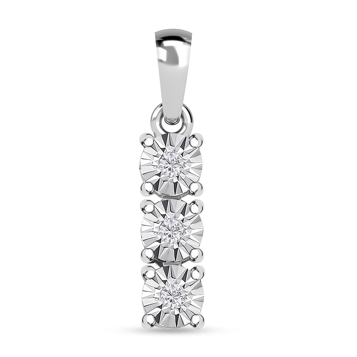 3 Piece Set - Diamond (0.250ct) Box Bracelet (Size 6.5), Earrings and Pendant in Platinum Overlay Sterling Silver V32517630 9