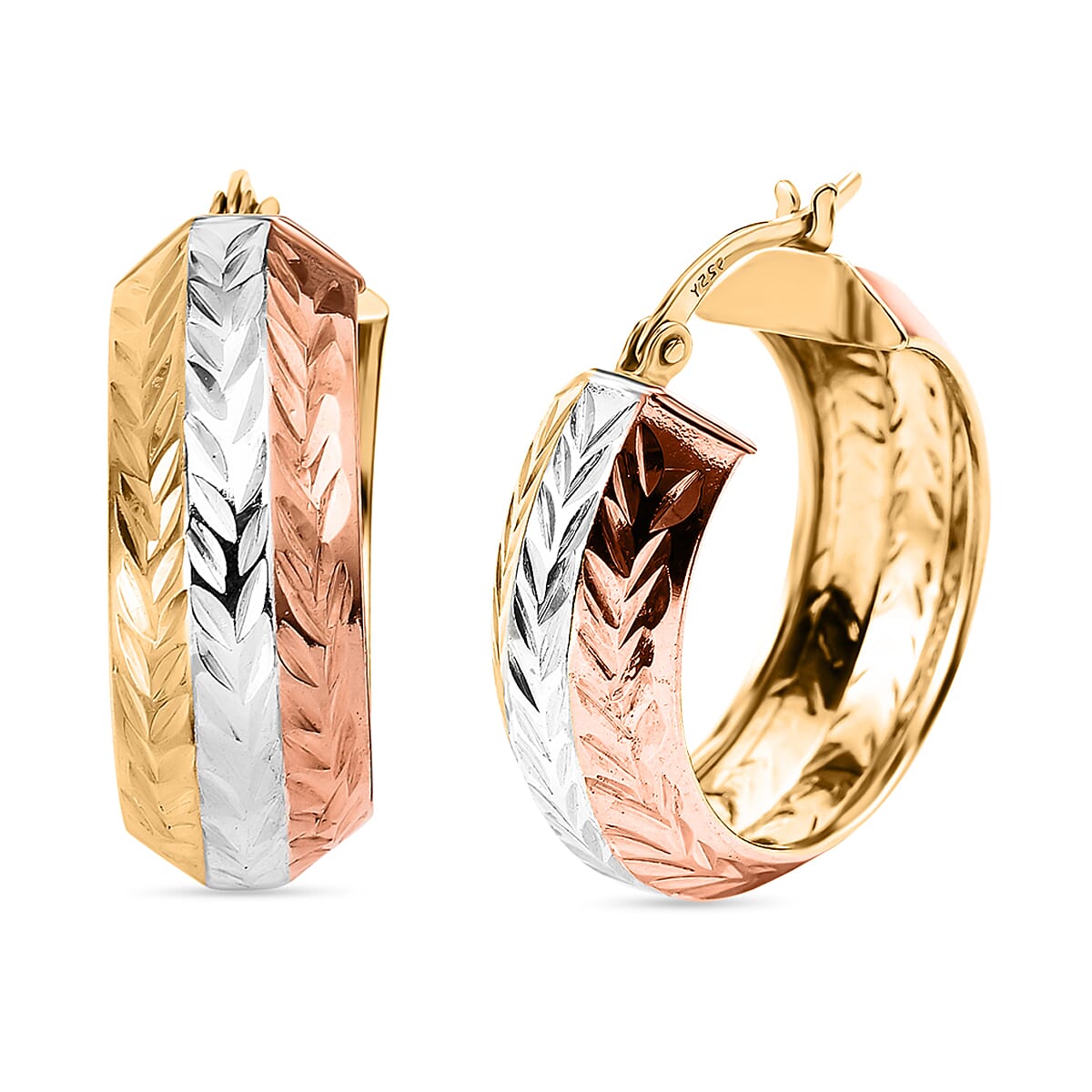 NY CloseOut Tri Color Sterling Silver Earrings With Clasp 8015868 0