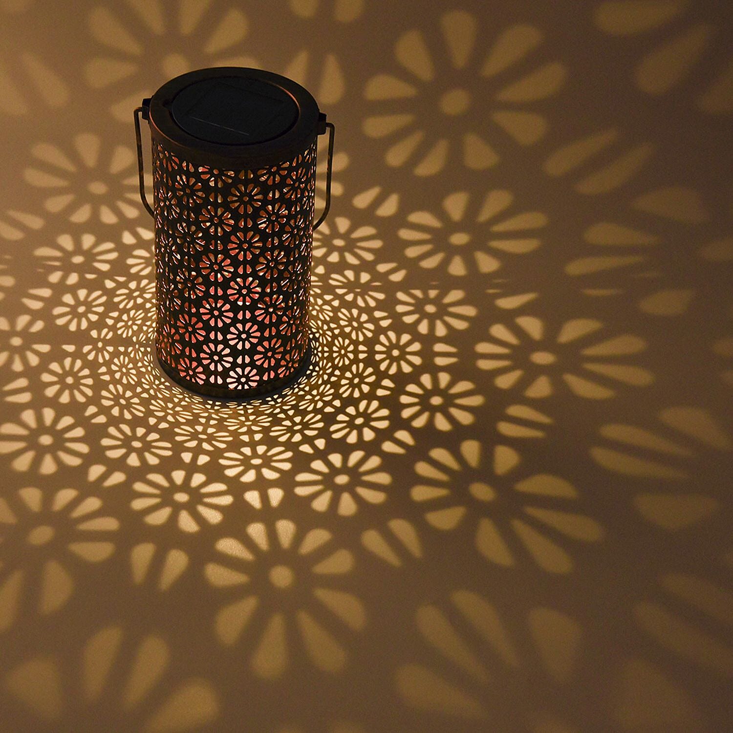 Copper Effect Outdoor Decor Luxury Solar Lantern (Size 20x11x11 cm) - Beige - Creates Ambient Soft Light At Night 7231653 2