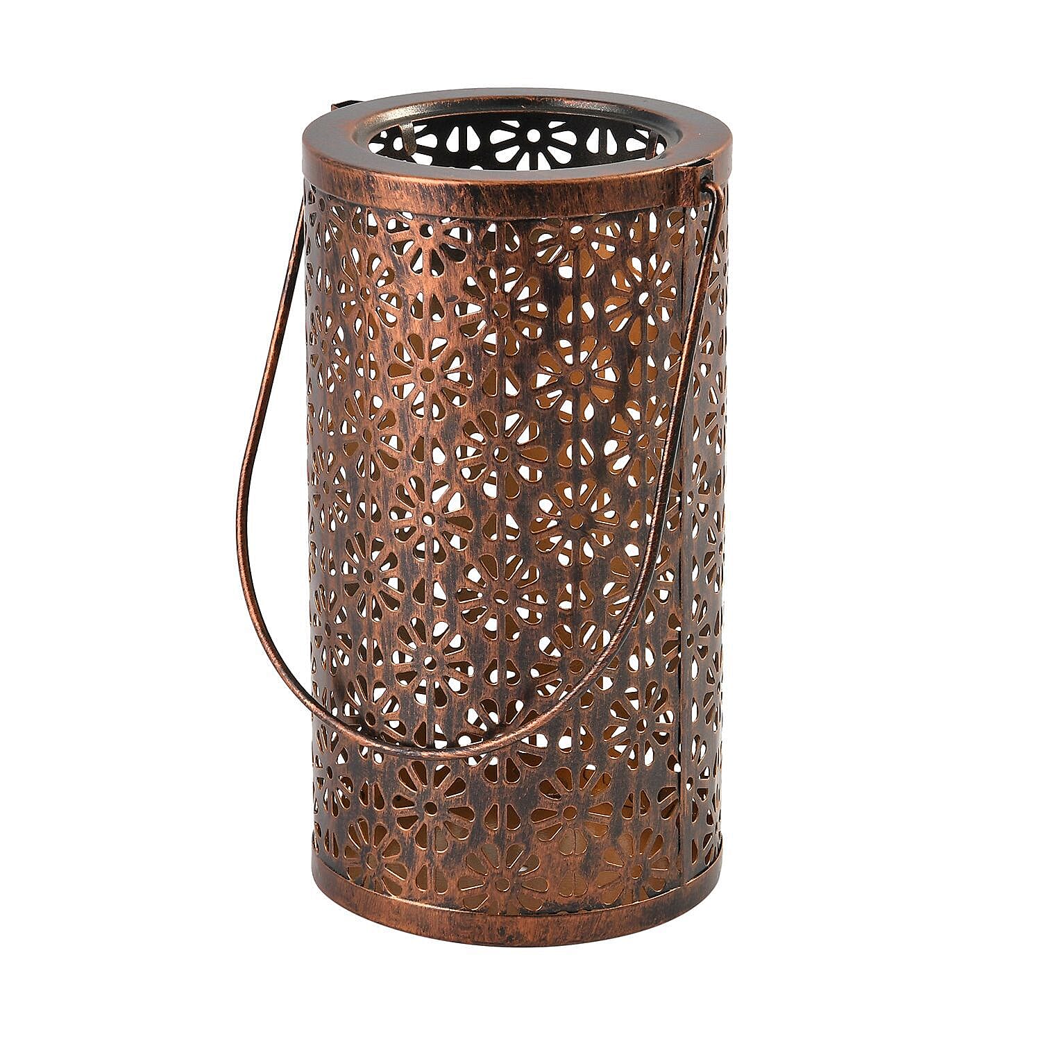 Copper Effect Outdoor Decor Luxury Solar Lantern (Size 20x11x11 cm) - Beige - Creates Ambient Soft Light At Night 7231653 4