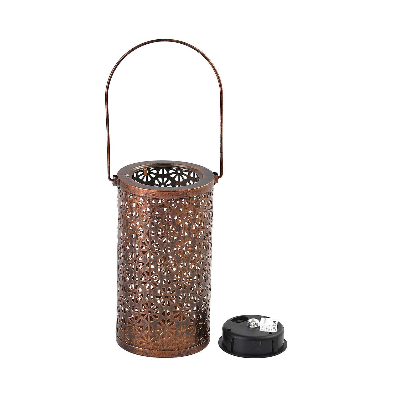 Copper Effect Outdoor Decor Luxury Solar Lantern (Size 20x11x11 cm) - Beige - Creates Ambient Soft Light At Night 7231653 5