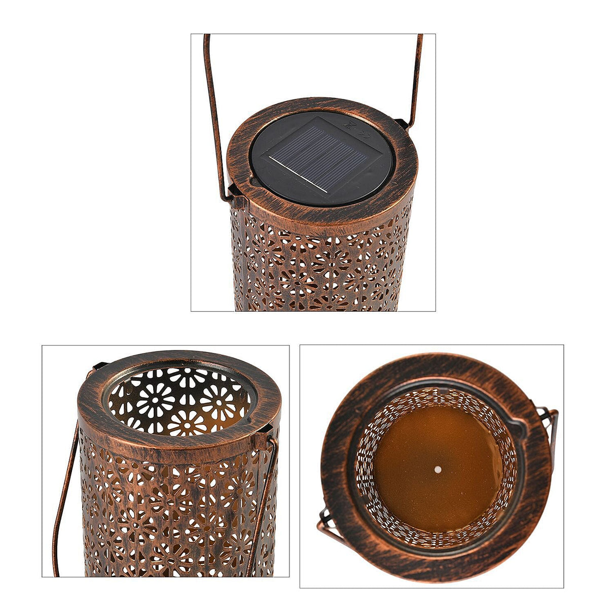 Copper Effect Outdoor Decor Luxury Solar Lantern (Size 20x11x11 cm) - Beige - Creates Ambient Soft Light At Night 7231653 6