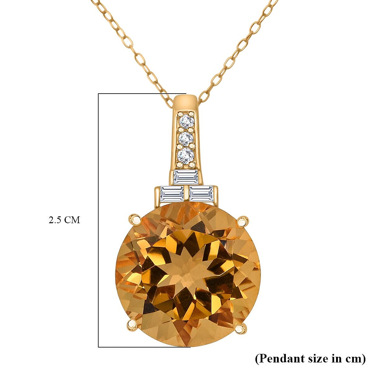 D'Joy 10 Ct. Citrine, Moissanite Pendant with Chain (Size 20) with Lobster Clasp in 18K Vermeil Yellow Gold Plated &amp; Rhodium Overlay Sterling Silver 4428963 7