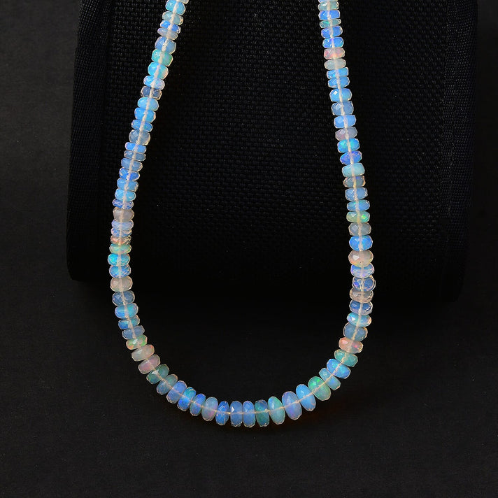 D'Joy - AAA Ethiopian Opal Beads Necklace (Size - 18-2 Ext) with Lobster Clasp in Rhodium Overlay Sterling Silver 79.00 Ct. 8579823 2