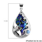 Royal Bali Collection - Abalone Shell & Larimar Pendant Sterling Silver 2.43 Ct, Silver Wt. 5.27 Gms.