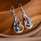 Royal Bali Collection - D'Joy Abalone Shell, Natural Chrome Diopside & African Ruby Earring with Hook in Sterling Silver 3.47 Ct.