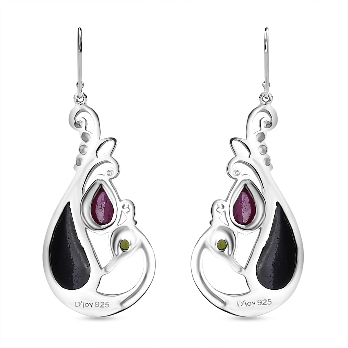 Royal Bali Collection - D'Joy Abalone Shell, Natural Chrome Diopside &amp; African Ruby Earring with Hook in Sterling Silver 3.47 Ct. 8286506 4