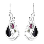 Royal Bali Collection - D'Joy Abalone Shell, Natural Chrome Diopside & African Ruby Earring with Hook in Sterling Silver 3.47 Ct.