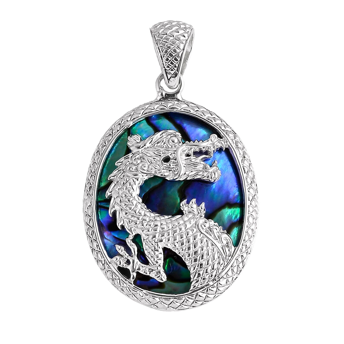 Royal Bali Collection -  Abalone Shell Dragon Pendant in Sterling Silver, Silver Wt. 8.56 Gms. 8285689 0