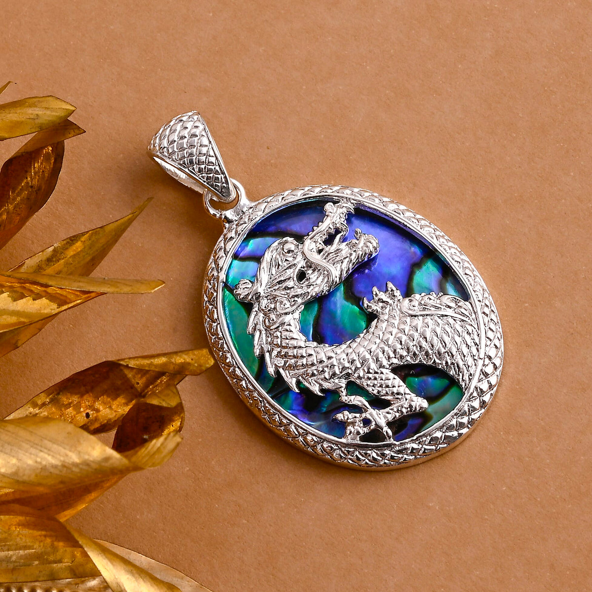 Royal Bali Collection -  Abalone Shell Dragon Pendant in Sterling Silver, Silver Wt. 8.56 Gms. 8285689 1