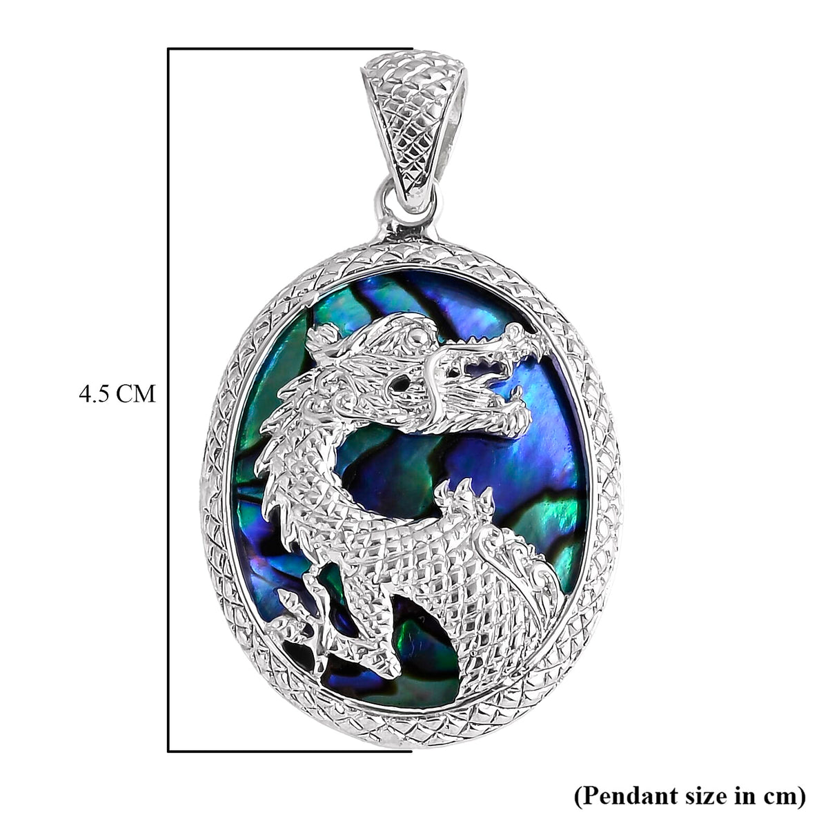 Royal Bali Collection -  Abalone Shell Dragon Pendant in Sterling Silver, Silver Wt. 8.56 Gms. 8285689 5