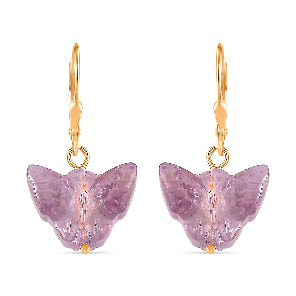 D'Joy African Amethyst Beads Earring in Yellow Gold Plated Sterling Silver 2.00 Ct.