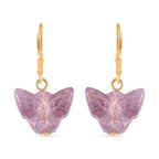 D'Joy African Amethyst Beads Earring in Yellow Gold Plated Sterling Silver 2.00 Ct.