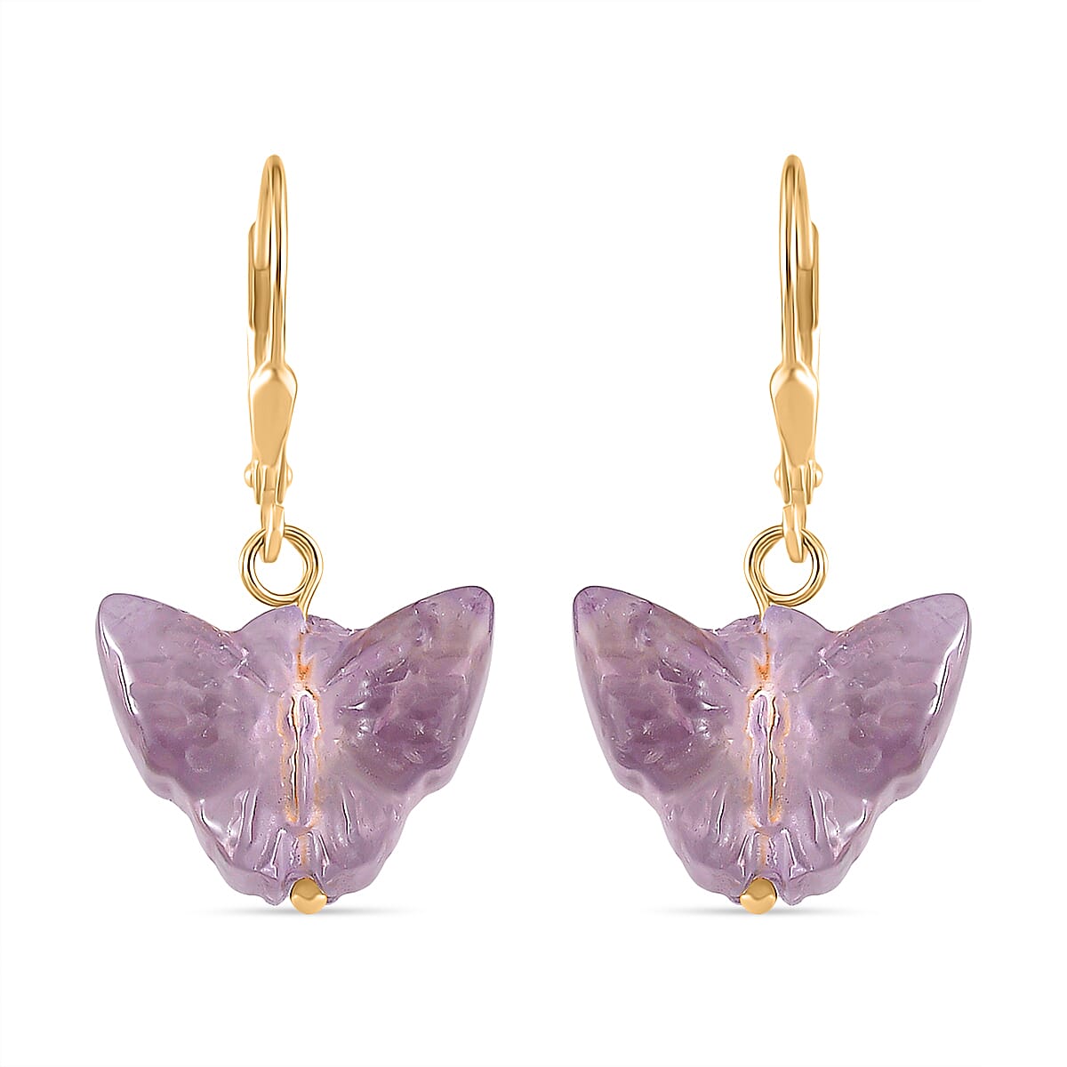 D'Joy Zambian Amethyst Carved Butterfly Earrings  in Yellow Gold Plated Sterling Silver 8310823 0