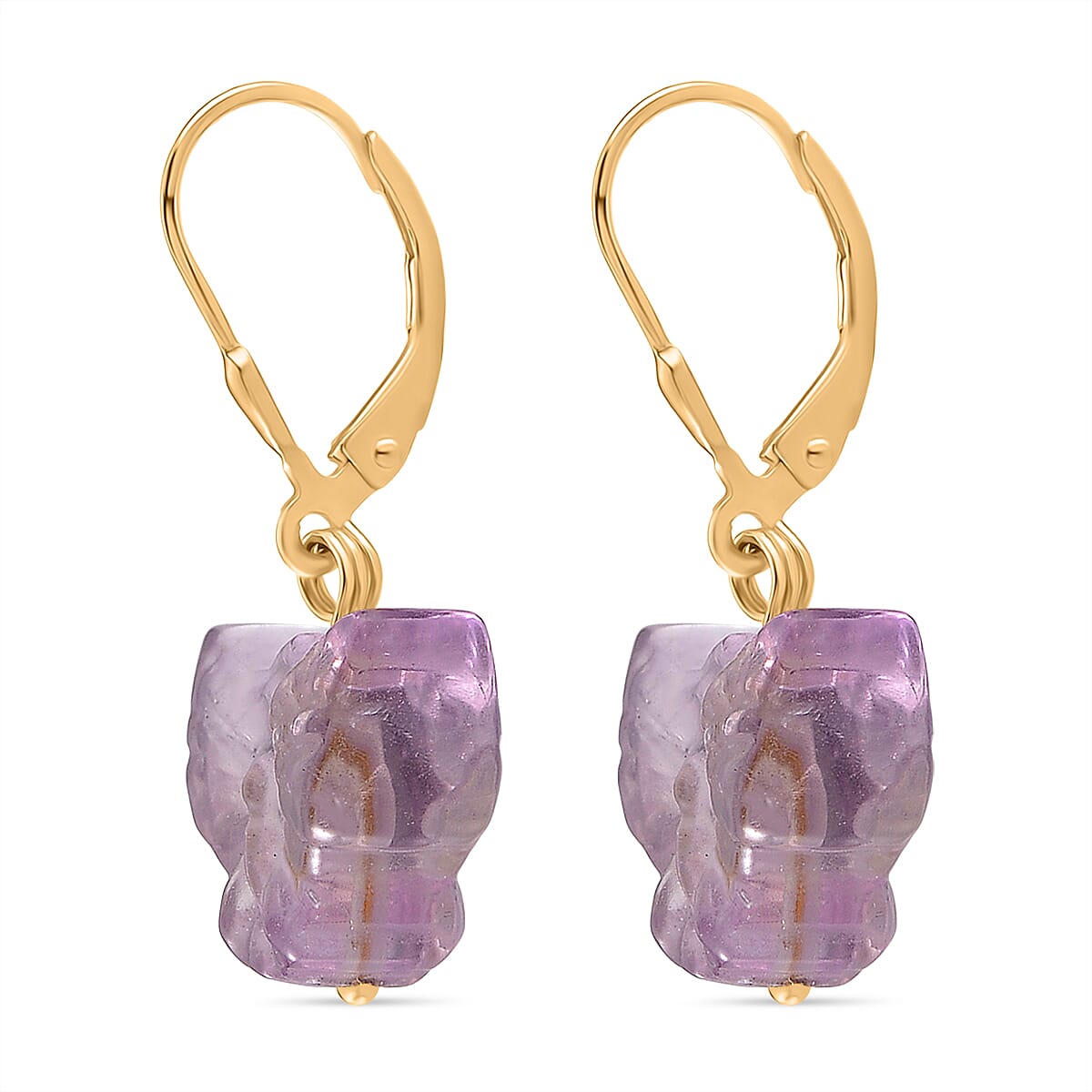 D'Joy Zambian Amethyst Carved Butterfly Earrings  in Yellow Gold Plated Sterling Silver 8310823 3