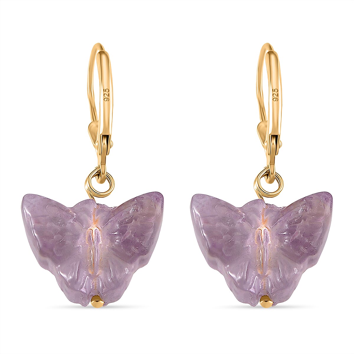 D'Joy Zambian Amethyst Carved Butterfly Earrings  in Yellow Gold Plated Sterling Silver 8310823 4