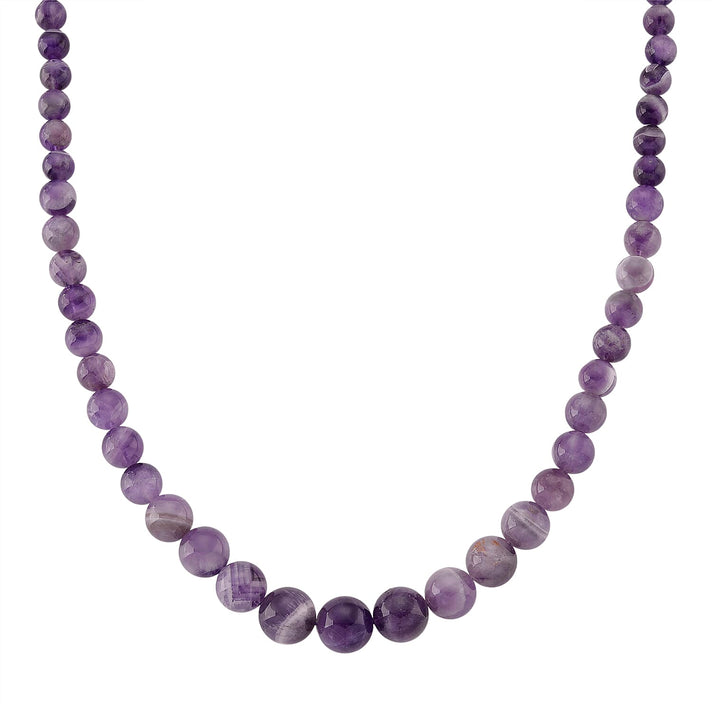 Bi Colour Natural Amethyst Beads Necklace (Size - 20) with Lobster Clasp in Rhodium Overlay Sterling Silver 375.00 Ct 8438861 1