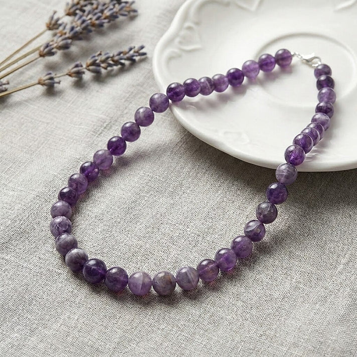 Bi Colour Natural Amethyst Beads Necklace (Size - 20) with Lobster Clasp in Rhodium Overlay Sterling Silver 375.00 Ct 8438861 2