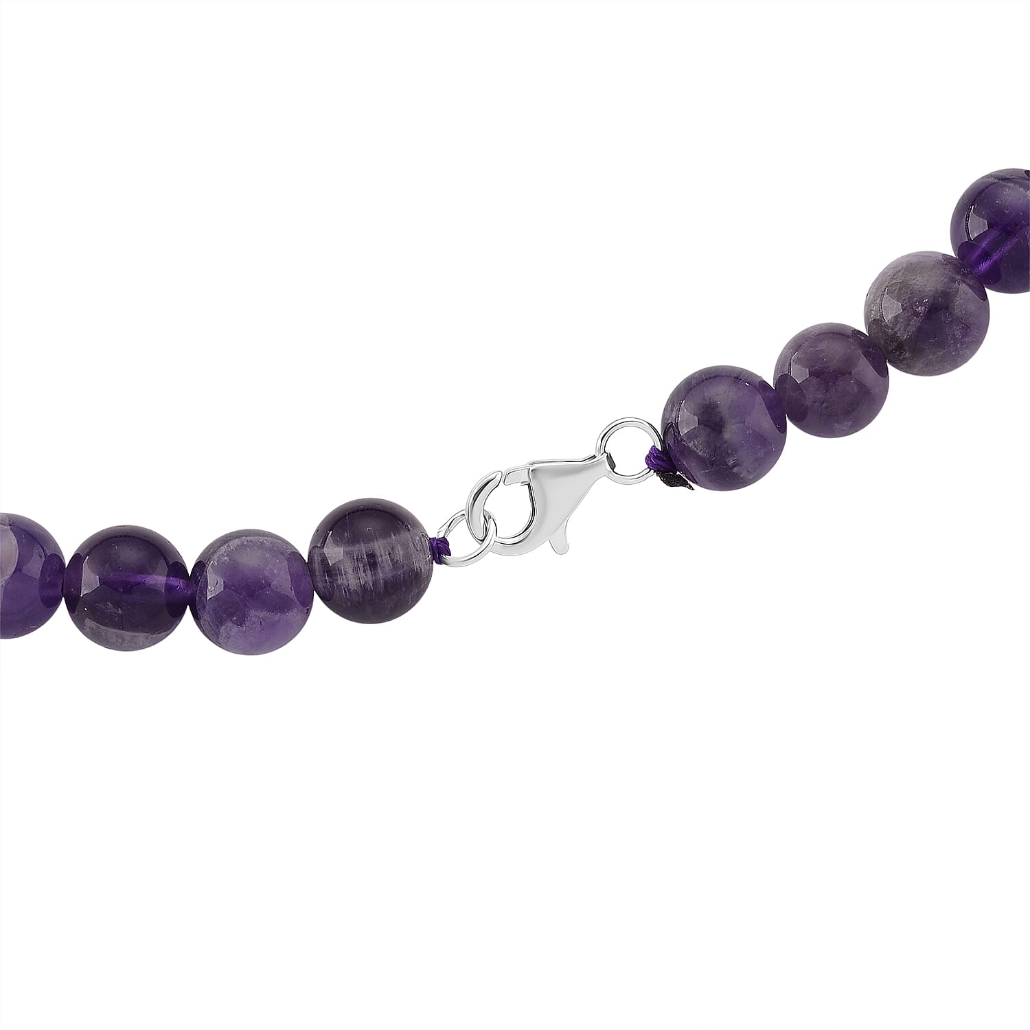 Bi Colour Natural Amethyst Beads Necklace (Size - 20) with Lobster Clasp in Rhodium Overlay Sterling Silver 375.00 Ct V32536755 5