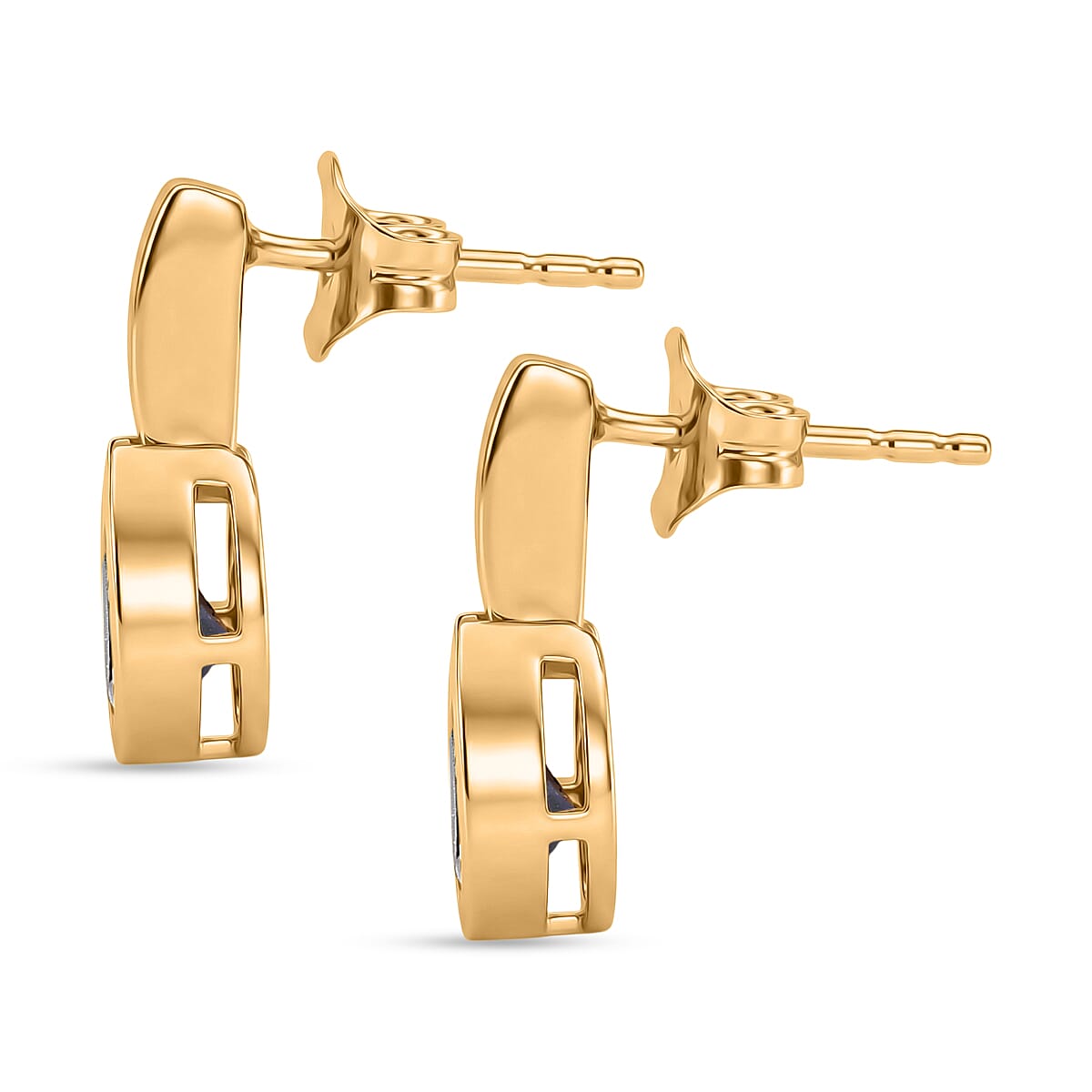 D'Joy AAA African Amethyst Dangling Earring with Push Post in Yellow Gold Plated Sterling Silver 1.00 Ct. V32529247 4