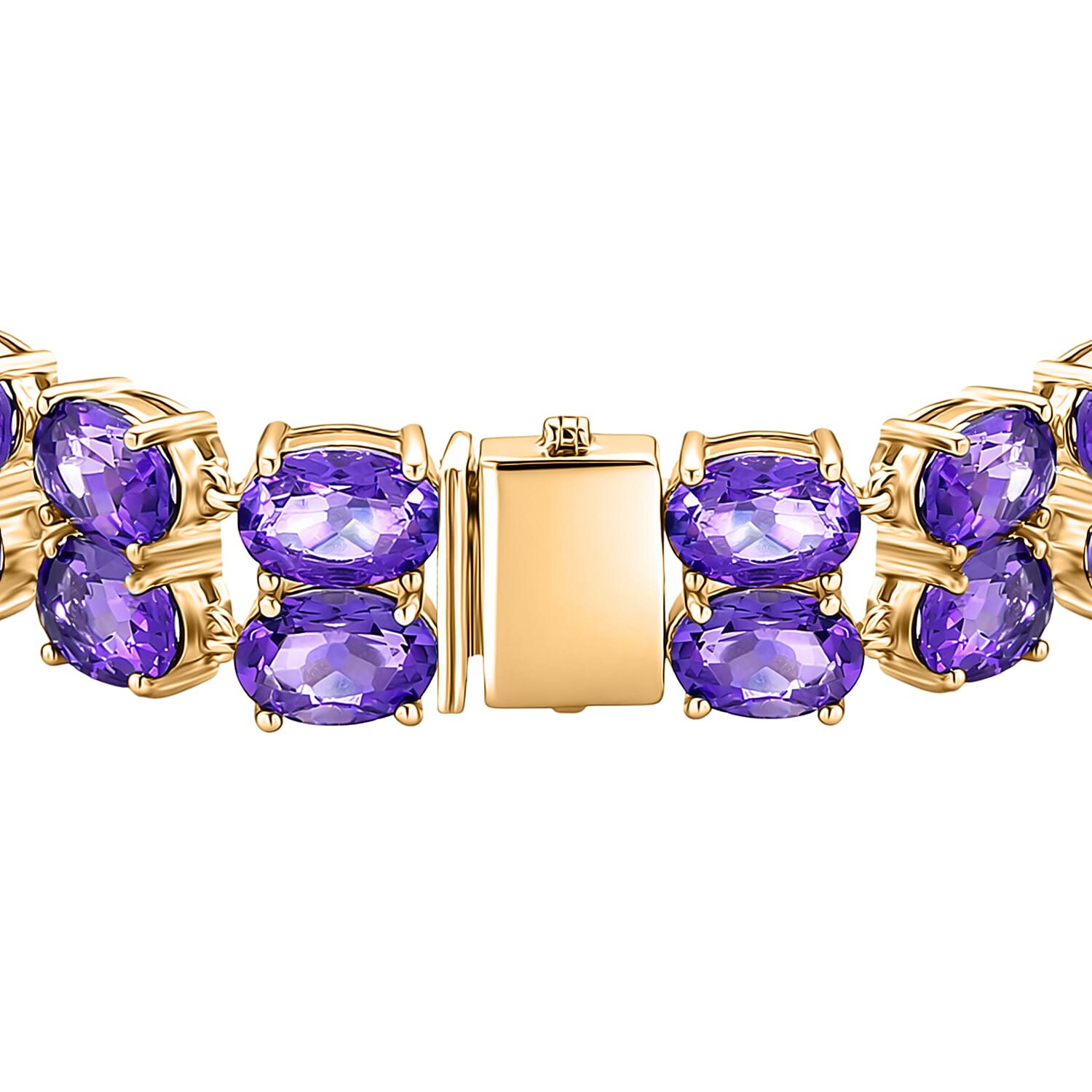 D'Joy AAA Uruguay Amethyst Dual Row Bracelet (Size - 7) in Yellow Gold Plated Sterling Silver 30.43 Ct. 8380604 4