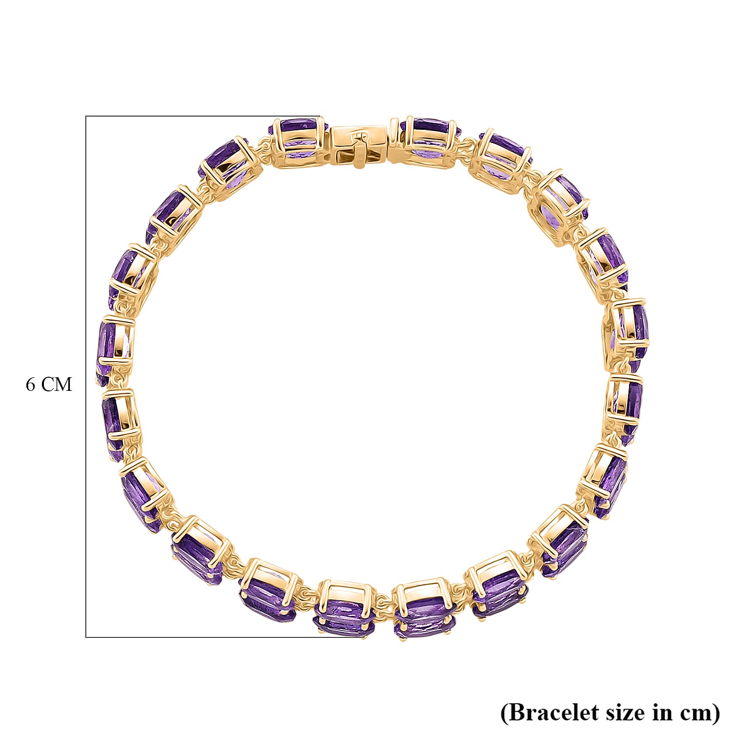 D'Joy AAA Uruguay Amethyst Dual Row Bracelet (Size - 7) in Yellow Gold Plated Sterling Silver 30.43 Ct. 8380604 5