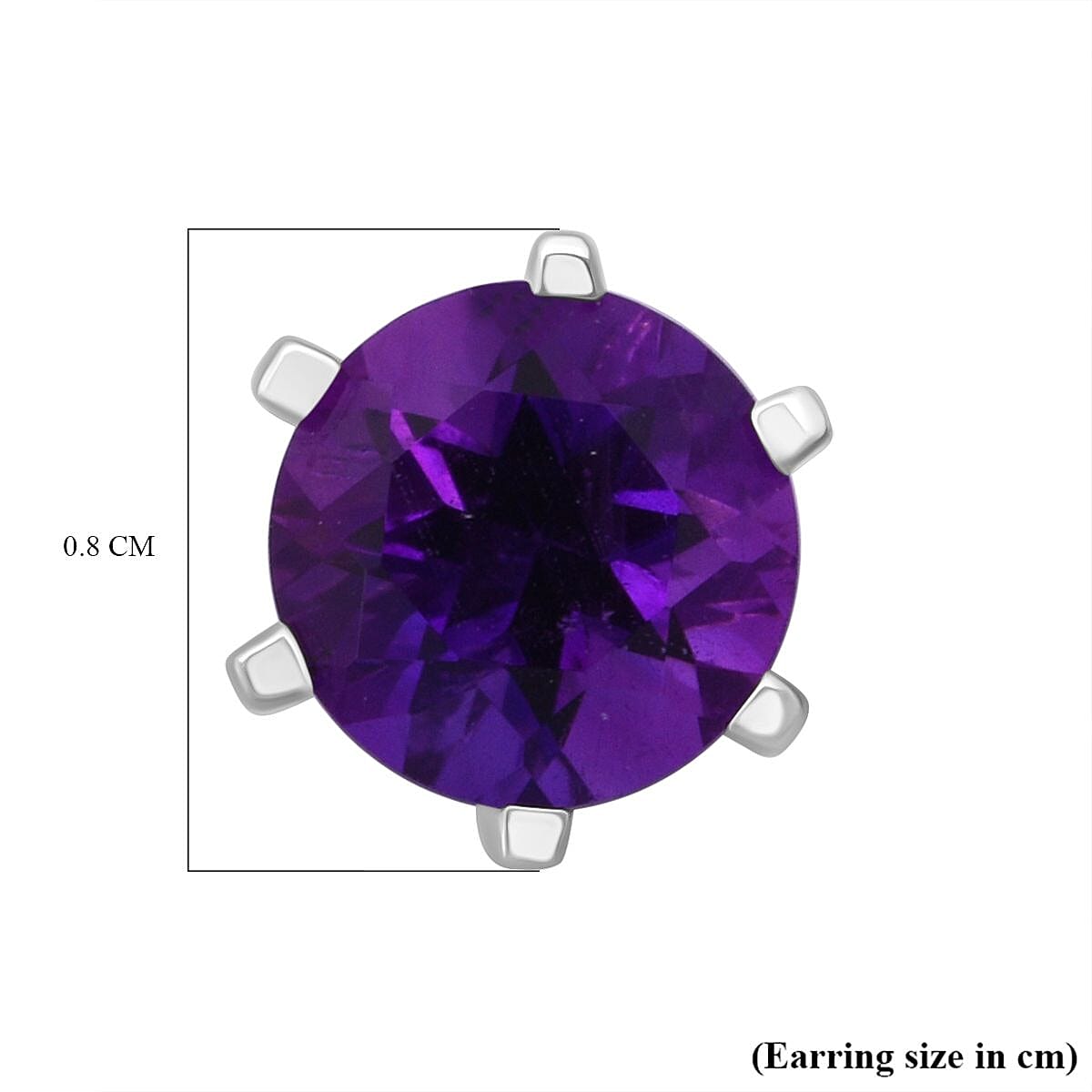 D'Joy 1.53 Ct. African Amethyst Solitaire Stud Earring in Rhodium Overlay Sterling Silver 8296274 5