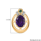 D'Joy - African Amethyst, Emerald & White Zircon Earring with Push Back in Yellow Gold Plated Sterling Silver 2.48 Ct.
